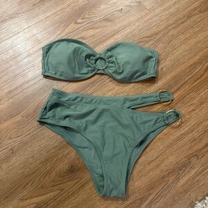 Olive Green Bandeau Bikini Set